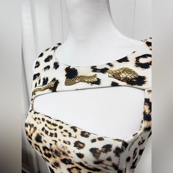 Carmen Steffens stunning animal print dress with snake and cutouts sz small/med - Picture 4 of 13